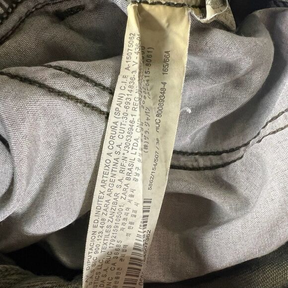 Zara Army Green (Dark Khaki) High Waisted Baggy Paperbag Jeans Women Size 4 - Picture 10 of 10